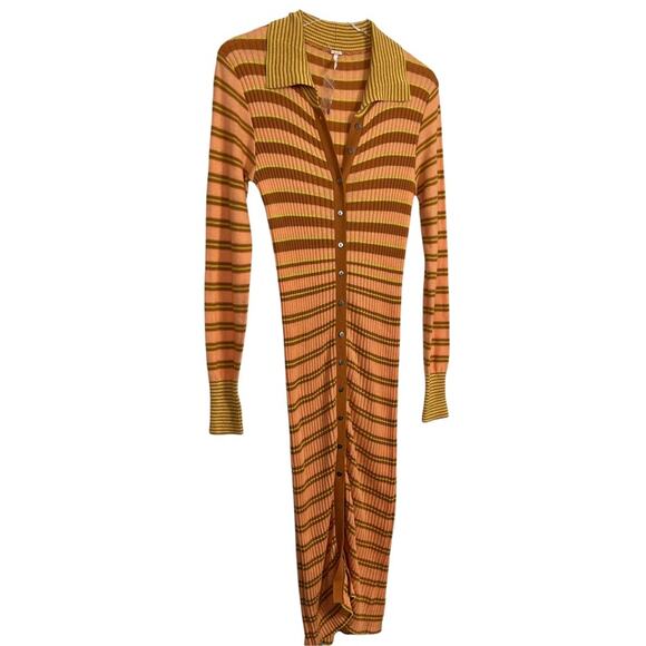 Free People Vista Cardi Striped Longline Button Front Size Small NWOT - Picture 6 of 11